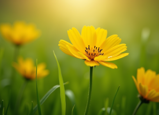 Fleur de bouton d ornement avec rosée du matin