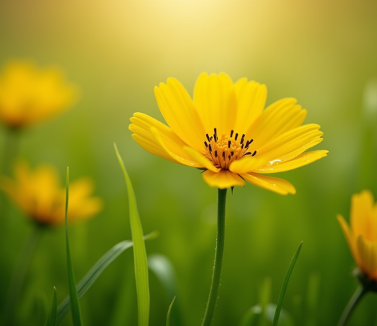 Fleur de bouton d ornement avec rosée du matin