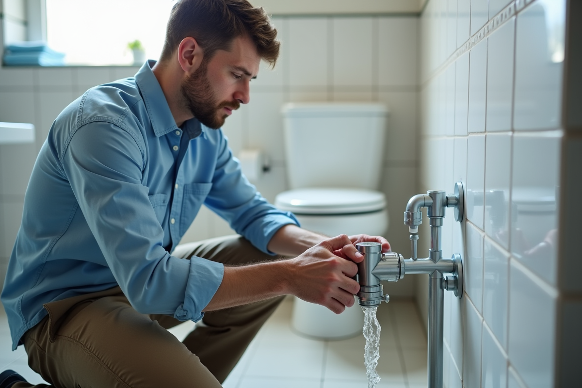 Jeune homme installant un diverteur d